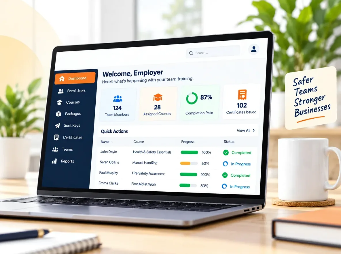 Safety Courses Online business dashboard on laptop