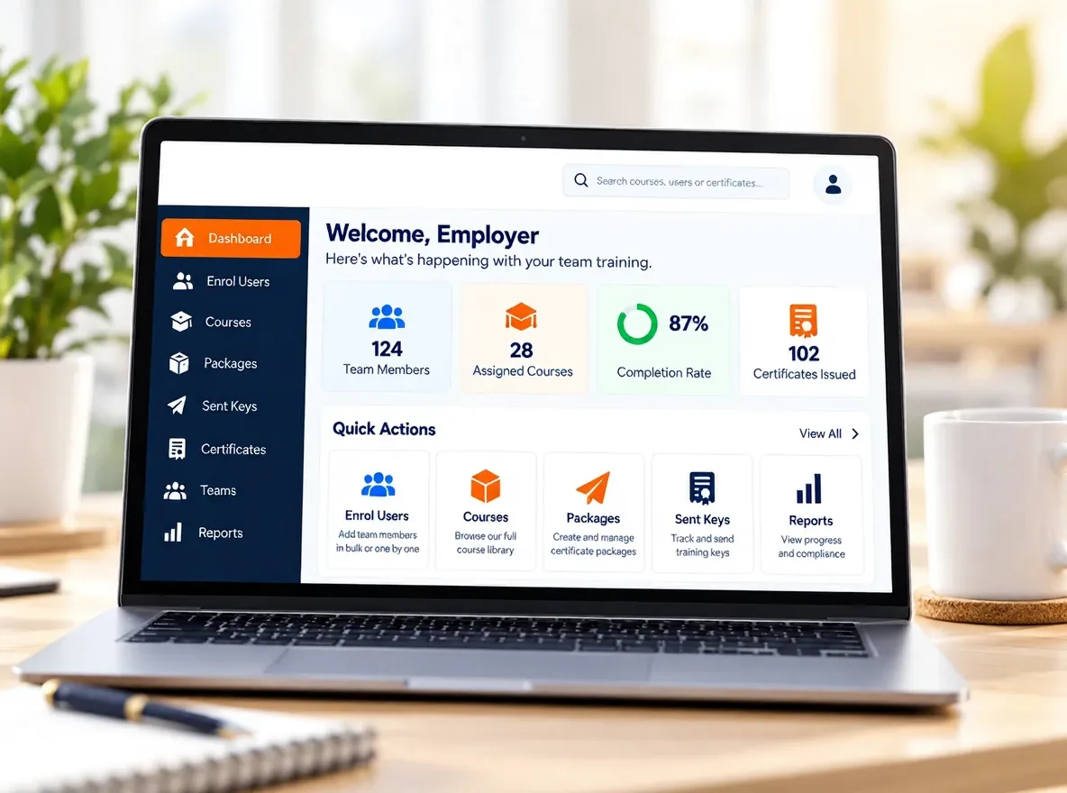 Safety Courses Online business training hub dashboard