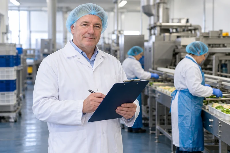 Food safety manager reviewing a plan